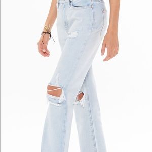 Mid-Rise light wash bootcut jeans